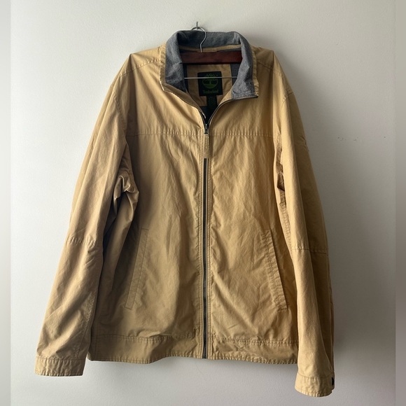 Men's Timberland cream colro wind braker‎ zip up jacket size XL - Picture 1 of 9
